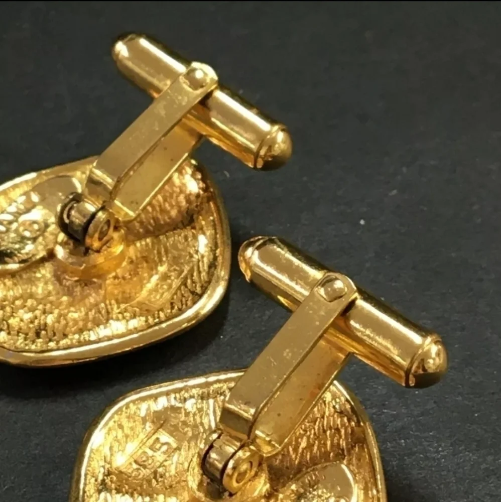 Chanel Gold Tone Cuff Links